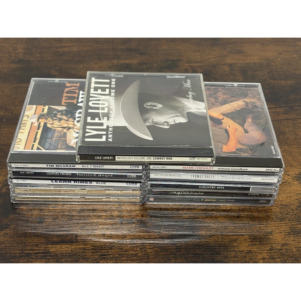 Country Music CD Lot 11 CDs Lyle Lovett Tim McGraw Leann Rimes Mark Chesnutt Etc